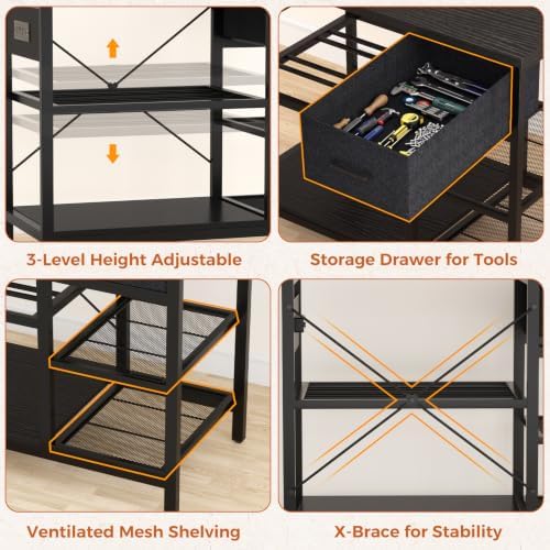 Homieasy 3D Printer Stand with Filament Storage, 39.4" x 23" top, Black - Image 6