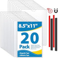 20 Pack Wall Sign Holder 8.5x11 Magnetic Plastic Sign Holder with Magnetic and Adhesive Tapes, Adhesive Clear Display Sign Frame for Fridge, Metal, Wall, Door, Document Protectors Holders by VAIIGO