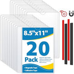 20 Pack Wall Sign Holder 8.5x11 Magnetic Plastic Sign Holder with Magnetic and Adhesive Tapes, Adhesive Clear Display Sign Frame for Fridge, Metal, Wall, Door, Document Protectors Holders by VAIIGO