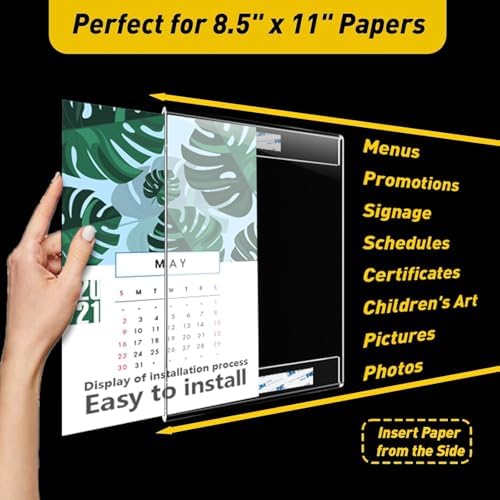10 Pcs Acrylic Sign Holder 8.5 x 11, Vertical Wall Mount Sign Holders - Image 5