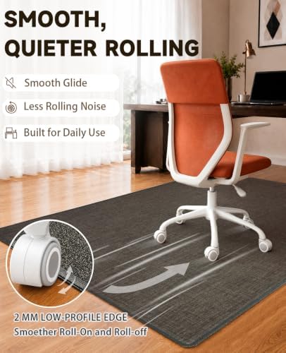 Funwheat Woven Office Chair Mat for Hardwood Floor, 36 x 48 in, Espresso - Image 4