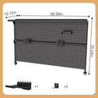 Clamp-On Metal Desk Pegboard with Dual Monitor Stand–No Drilling Needed! 59x35 Inch Steel Privacy Panel with Hooks & Movable Partition, Peg Board Wall Organizer for Gaming & Office - Image 2