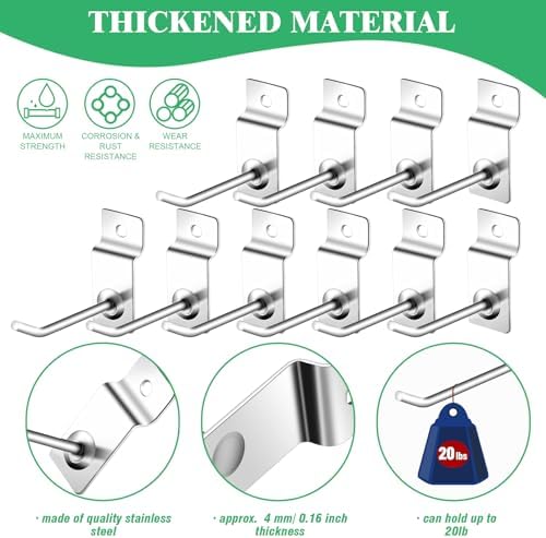 100Pcs Heavy Duty Slat Wall Display Hooks Bulk Set, Slatwall Accessories Pegboard Gridwall Display Hook Slat Wall Shelf Brackets for Retail Home (Silver, 2 Inches/5 CM) - Image 3