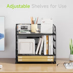 Cawukege 2 Pack 5 Tier Paper Organizer, Letter Tray with Handle, Mesh Desk Organizer, Metal File Organizer, Office Desk Accessories for Home, Office, Classroom, School -Black - Image 2