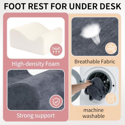 Foot Rest for Under Desk at Work,Curved Ergonomic Footrest for Office,Brown - Image 3