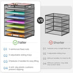 Lavatino 2 Pack 8-Tier Office Desk File Organizer, Letter Tray Paper Organizer with Handle, Including 5 Adjustable Slide Trays for Organizing Desktop Workspace Accessories and Supplies (Black Mesh) - Image 6