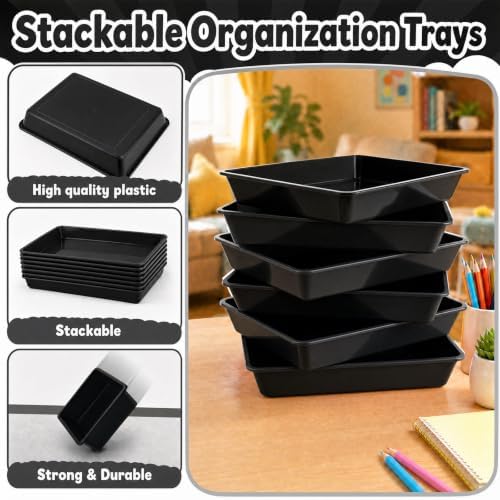 Defresit 12 Pcs Letter Size Flat Storage Paper Trays for Classroom - Image 3