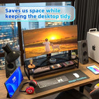 Simple Trending 2-Tier Dual Monitor Stand with Mouse Pad, Metal, Black - Image 2