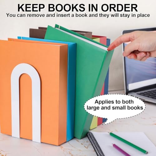 Chunful 6 Pcs White Metal BookEnds Shelves, 7.5 x 5.75 x 3.5 in - Image 4
