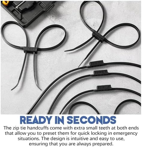 Wonderjune 30 Pcs 35.4 Inches Zip Tie Handcuff Heavy Duty 250 Lbs, Black - Image 5