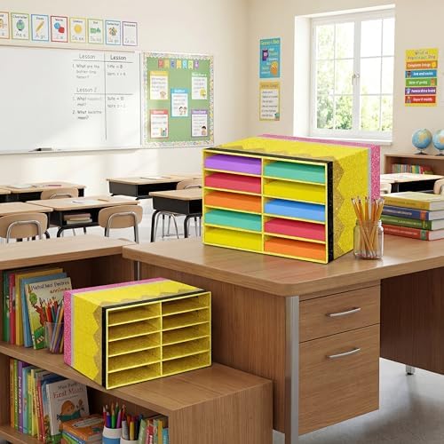 Colingmill 2 Pcs Pencil Classroom Paper Storage Organizer 19x12inch - Image 5