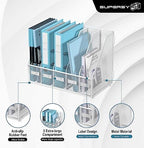 SUPEASY Desk Organizers Metal Desk Magazine File Holder with 5 Vertical Compartments Rack File Organizer for Office Desktop, Classroom, Home Workspace, White Plus - Image 5
