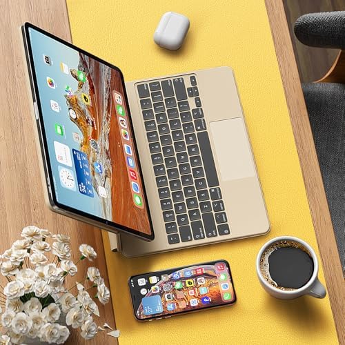 Leather Desk pad Protector, Office Mat, Large Mouse Mat, Non-Slip PU Leather Blotter, Laptop Desk Pad,Waterproof Laptop Computer Desk Keyboard Mat for Office/Work/Home/Decor (Yellow, 55in*18in) - Image 3