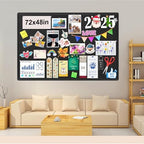 Large Bulletin Board, Foldable 72x48 Inches Cork Board Alternative, Large Felt Board Decorative Pin Board for Wall, Foldable Photo Board Self-Adhesive Vision Board with 36 Pushpins Black - Image 2