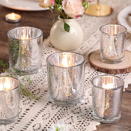 24pcs Assorted Silver Votive Candle Holders for Wedding Table Centerpieces by VolensLightUpYourLife