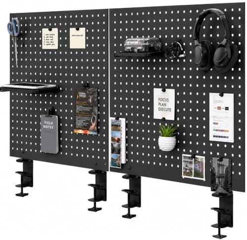 VIVO Black Clamp-on 60 x 24 inch Desk Pegboard, PP-DK30B-2 by VIVO