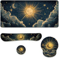 Celestial Moon Desk Mat Set Sun Star Vintage Sky Large Mouse Pad with Wrist Rest 4in1 Desk Mat for Desktop Ergonomic Computer Desk Arm Wrist Anti-Slip Computer Mouse Pad Home Office Gaming by Unknown