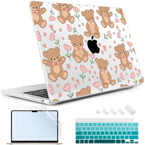 May Chen for M5 MacBook Air 13.6 Inch Case 2026 2025 2024-2022 Release M5 A3449 M4 A3240 M3 A3113 M2 A2681, Plastic Hard Shell Case for MacBook Air 13.6" with Retina Display, Cute Teddy Bear by MayChen