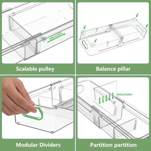 BLULEE 4-in-1 Expandable Drawer Organizer Set, Adjustable Clear Bins - Image 3