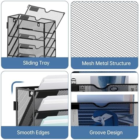 14-Tier Wall File Organizer and Hanging File Organizer, Black, 2Pack - Image 4