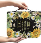 Sunflowers Poetic Scriptures Bible Cover for Women Soft PU Leather Verse Print Bible Carrying Case Large Capacity Book Organizer with Top Handle Gifts for Christians - Image 2