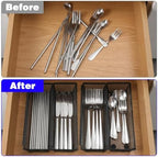 10 Packs Black Mesh Drawer Organizers 9 x 3 x 2 Inches Silverware Mesh Drawer Organizer with Interlocking Arm for Kitchen Drawers for Flatware Knives Spoons Fork Cosmetic Tabletop Storage Tray - Image 4