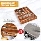 Bellsal Bamboo Silverware Organizer, 12"x15.7" Utensil Holder Cutlery Tray with Grooved Drawer Dividers for Kitchen Flatware, Bedroom, Office (7 Slot, Acacia) - Image 4
