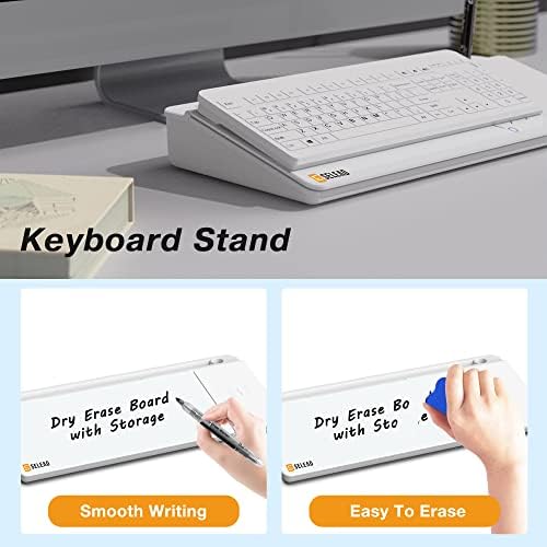 SELEAD Desktop Glass Whiteboard with Wireless Charger and Storage, White - Image 5