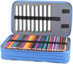 Colored Pencil Case - Large Capacity Colored Pencil Holder with Zipper Closure Twill Fabric Pencil Case for 300 Colored Pencils or 200 Gel Pen, Pencil Case Organizer for Artist (Blue Flower) - Image 4