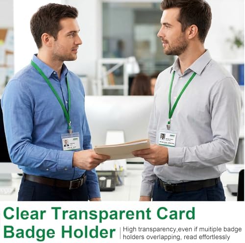 Marspark 4"x3" Name Badge Holder with Lanyard Bulk, Dark Green, 200 Sets - Image 5