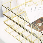 Gold 4-Tier Stackable Paper Tray Desk Organizer - Image 5