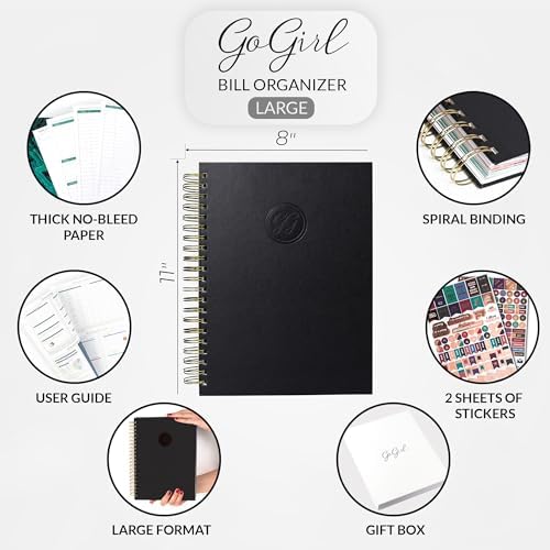 GoGirl Budget Planner & Monthly Bill Organizer with Pockets, Black - Image 2