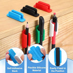 PATIKIL Adhesive Pen Holders, 48 Pack Silicone Flexible, Green/Blue/Red - Image 3