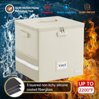 DocSafe Fireproof Vinyl Record Storage Box with Lock, Beige, 13"x13"x13" - Image 2