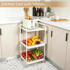 3 Tier Rolling Cart with Table Top, Metal Kitchen Storage Cart - Image 2