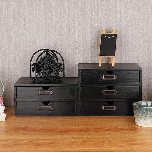 Small Wooden Drawers Wooden Box with Drawer Black - Image 6