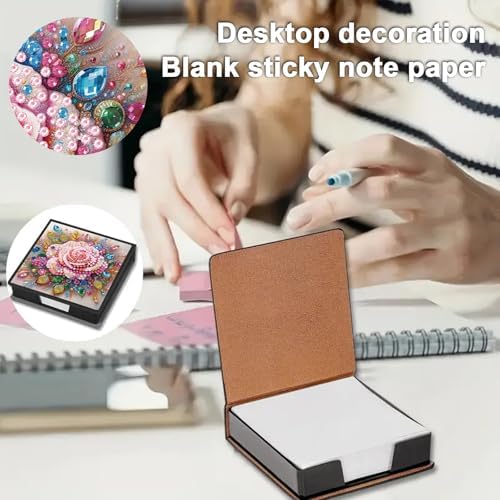 Diamond Art Painting Note Box, 4pcs Rose Butterfly PU Gem Art Storage Container with 640 Sheets, Relaxing DIY Craft Kit for Home Office Organization Birthday Anniversary - Image 2