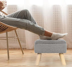 OGEMXU Storage Ottoman, Small Storage Ottoman Foot Stool with Wood Legs, Teddy Velvet Rectangular Foot Rest for Chair, Soft Sponge White Footstool for Living Room, Couch, Bedroom, Dorm (Grizzly) - Image 2