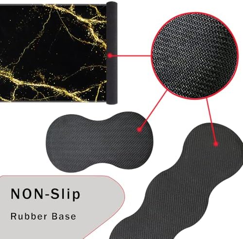 Keyboard Wrist Rest and Mouse Pad with Wrist Support Set Ergonomic Coaster,Memory Foam,Easy Typing Pain Relief,Large XL Desk Mat 31.5"x 11.8",Black Marble - Image 3
