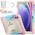 SEYMAC stock Case for Samsung Galaxy Tab S10 Lite / S10 FE / S9 FE 5G / S9 Tablet Case 10.9''/ 11'' Protective with Screen Protector, Pen Holder, 360 Rotate Stand, Hand Strap, Shoulder Strap,BeigePink by SEYMACstock