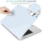 MEEgoodo for MacBook Air 13.3 inch Case 2021 2020 2019 2018 A2337 M1 A2179 A1932, Laptop Shell for MacBook Air M1 with Keyboard Webcam Cover & Trackpad Film & Type C Adapter, Pink and Blue Stripes - Image 4