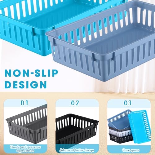 Boao 48 Pieces Plastic Baskets for Organizing 10.24 x 6.5 x 2.36 Inch Rectangular Storage Trays Plastic Organizer Bins Rectangle for Classroom Organization(Mixed Colors) - Image 4