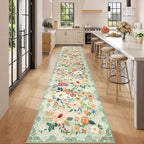 DUKINO 2x12 Washable Runner Rug, Non Slip Long Kitchen Runner Rug, Green - Image 2