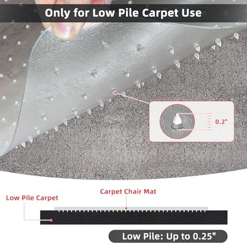 Office Chair Mat for Carpet Floor, Heavy Duty Desk Chair Mat for Low/No Pile Carpeted Floors, Anti Slip Carpets Protector for Home Office (48" x 36") - Image 2