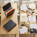 6 Pack Expanding File Folder, 13 Pockets Accordion File Organizer, A4 Letter Size Plastic Document Holder with Colored Tabs, Monthly Bill Receipt Sorter for Home Office School - Image 5