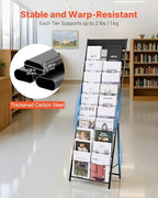 VEVOR Brochure Display Rack, 20 Pockets Magazine Literature Display Stand, Portable Floor Standing Magazine Rack, Metal Newspaper Catalog Holders for Shop, Exhibitions, Office, Standard, Black - Image 3