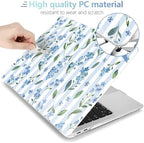 MEEgoodo for MacBook Air 13.3 inch Case 2021 2020 2019 2018 A2337 M1 A2179 A1932, Shell for MacBook Air M1 with Keyboard Webcam Cover & Trackpad Film & Type C Adapter, Blue Watercolor Flowers&Stripes - Image 3
