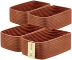 MiniArk Small Storage Baskets for Organizing | Closet Organizer Bins | Shelf Toy Basket | Woven Rope Baskets | Cube Decorative Box | Shallow Basket | 11.5x7.5x4.7” | 4 Packs Oxide Red by MiniArkStorageBasketsHome