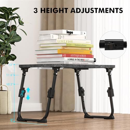 Lap Desk for Bed Adjustable Height, Foldable Bed Table with Storage Drawer, Tablet Slot & Cup Holder, Portable Laptop Stand for Bed & Sofa, Bed Desk for Adults & Kids, Deep Stone Color - Image 4