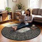 5FT Round Office Chair Mat for Hardwood Floor, Non-Slip Washable Moss Green - Image 3